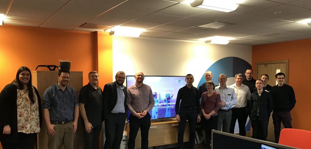 The Cloud2 team gathered in their office at Hope Park